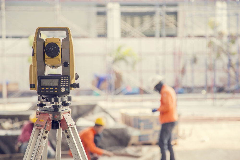 Survey station at worksite